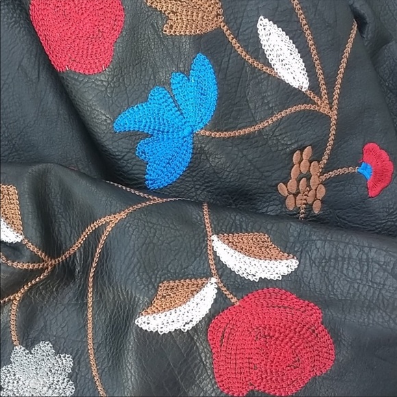 Embroidered Biker Jacket NWOT - Picture 4 of 8